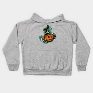 Vintage Witch in Jack o'Lantern Car Kids Hoodie